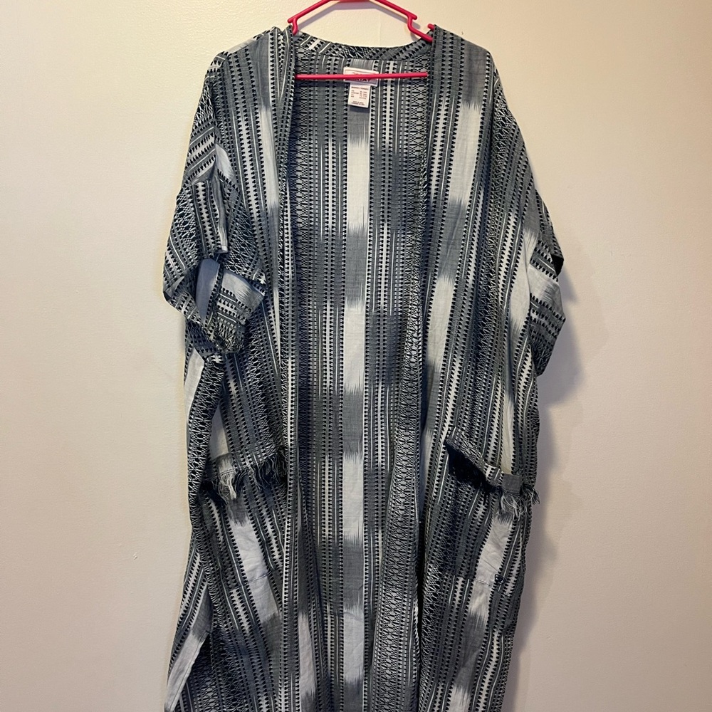 Striped Black and Gray Kimono
